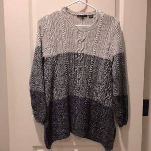 JEANNE PIERRE womens pullover knit 100% cotton Sweater color block size M grey